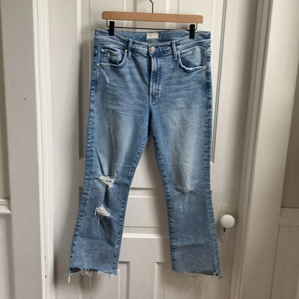 Mother The Insider Crop Step Fray Size 31 Jeans - Picture 4 of 10